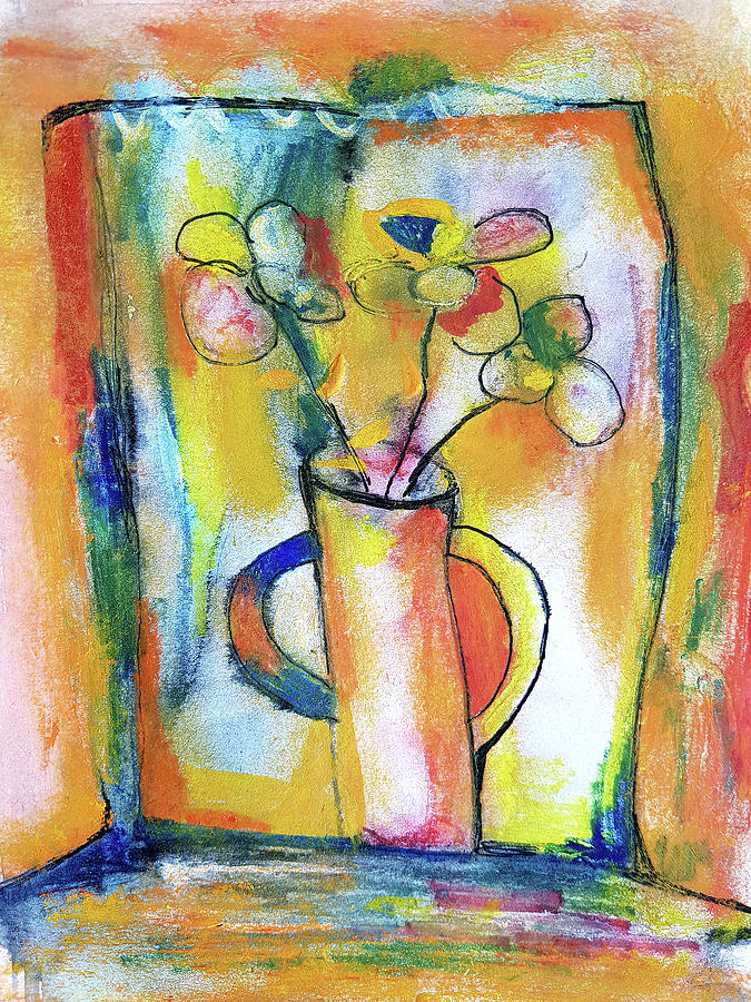 Window with Flowers Painting by Ekaterina Yakovina