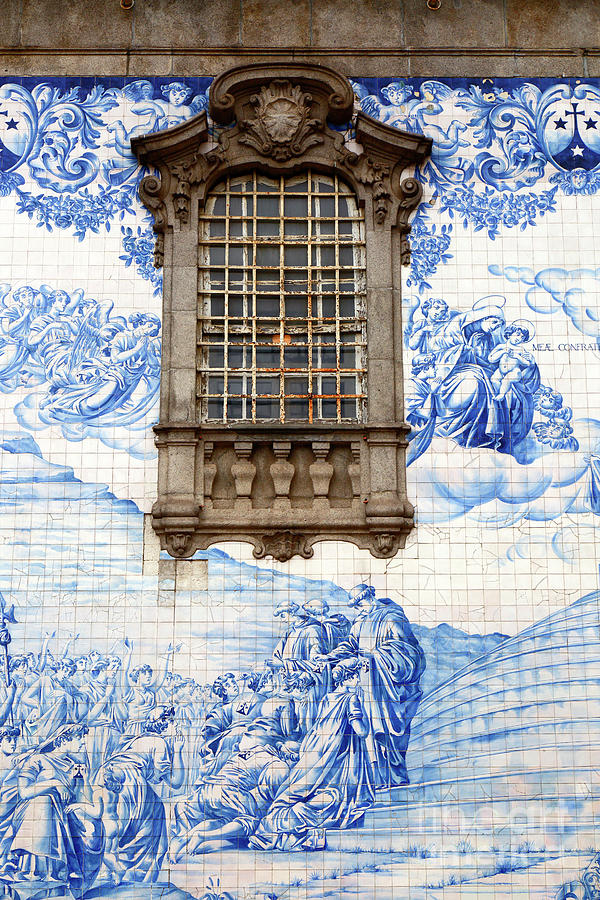 Windows and azulejos tiles of Carmelite Carmo church Porto Portugal Photograph by James Brunker
