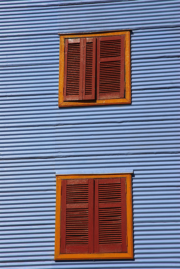 Windows on the wall of a building, Caminito, La Boca, Buenos Aires, Argentina Photograph by Glowimages
