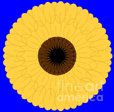 Small Sunflower Digital Art - Windows XP CADKEY Paint by Timothy Wilkerson