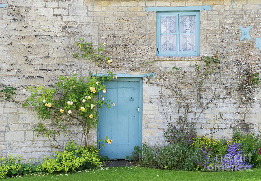 Windrush village Cottage Door and Roses Photograph by Tim Gainey