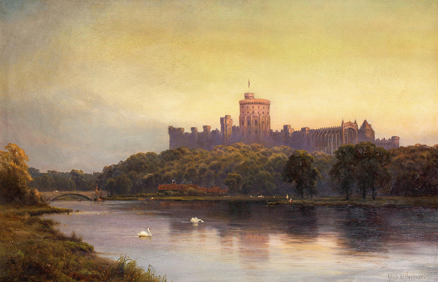 Windsor Castle at Sunset by Alfred de Breanski  Painting by Alfred de Breanski