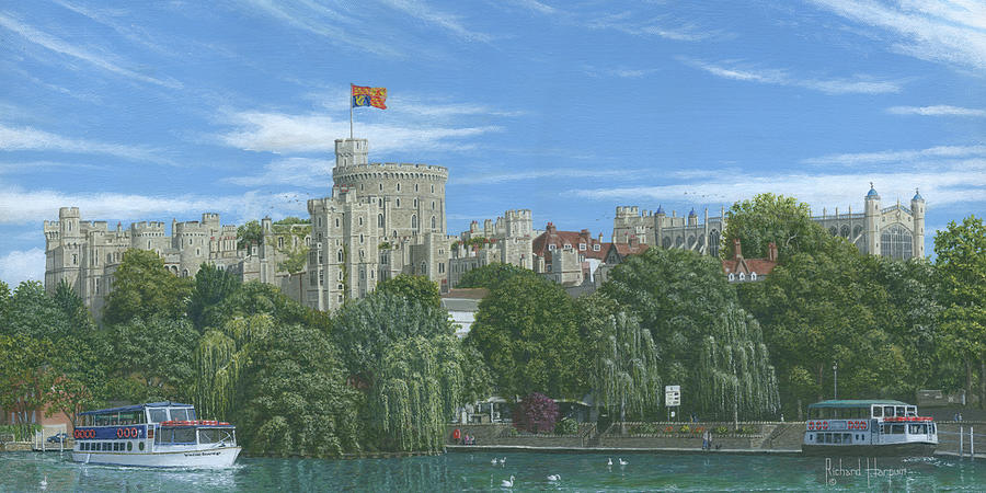 Queen Elizabeth Ii Painting - Windsor Castle from the Eton Bank 1 by Richard Harpum