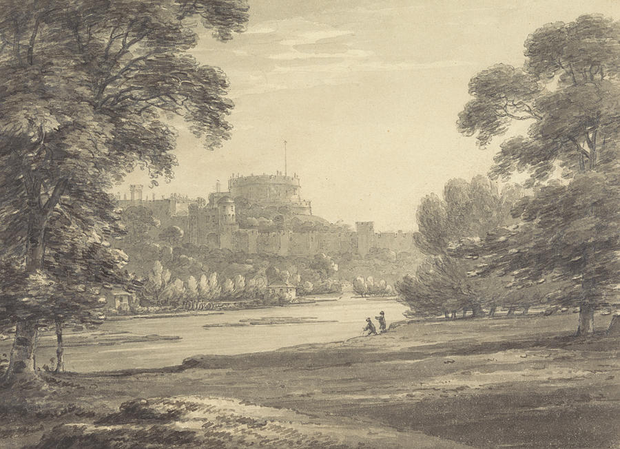 Windsor Castle from the Eton Playing Fields Drawing by Thomas Hearne