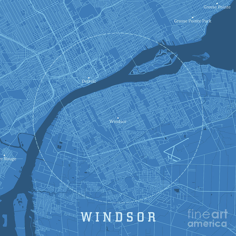 Windsor ON City Vector Road Map Blue Text Digital Art by Frank Ramspott ...