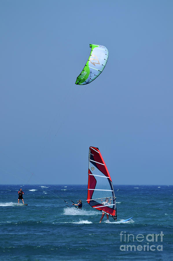 Windsurfing and kite-surfing at Prasonisi Photograph by George Atsametakis