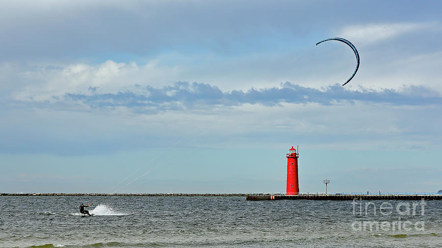 Windsurfing By The Lighthouse Photograph