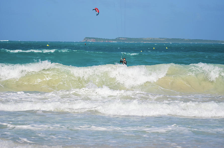 Windsurfing over a Wave in Orient Beach in Saint Martin Photograph by Toby McGuire