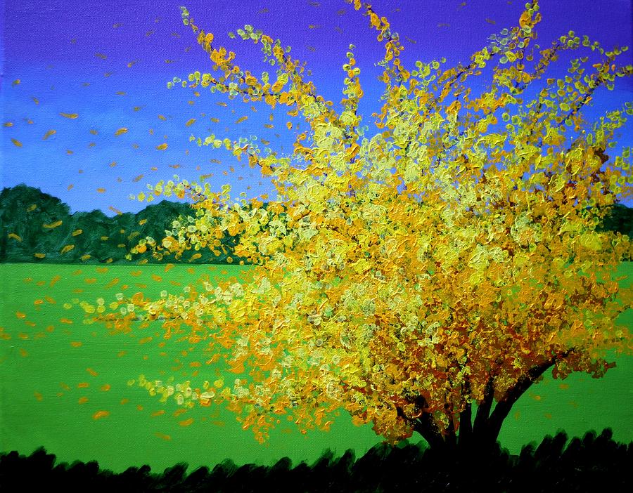 Tree Painting - Windswept Forsythia by John  Nolan