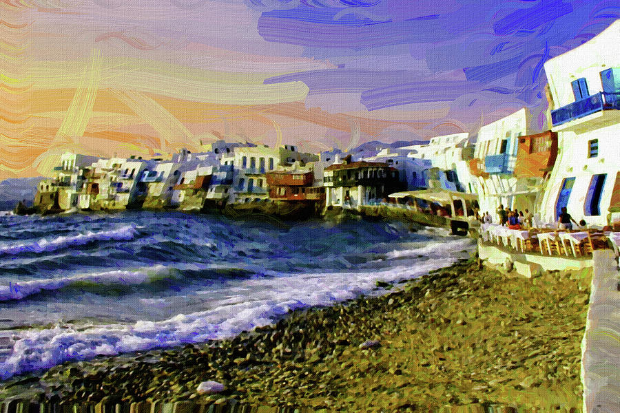 Windy Coast At Mykonos Greece - Painting By Ahmet Asar Digital Art