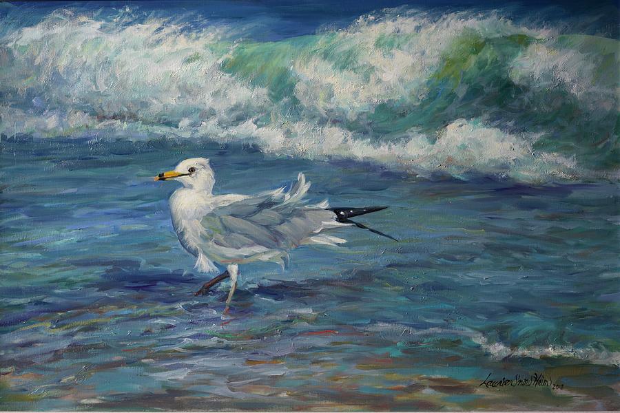 Windy Day Seagul Painting