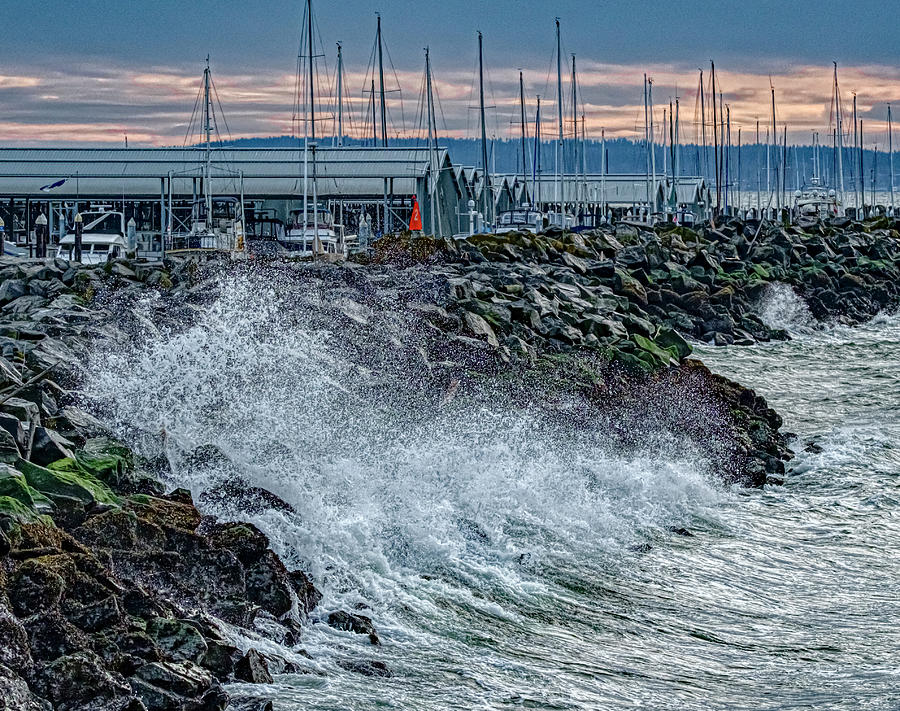 Windy Evening at the Marina Pastel by Bill Ray