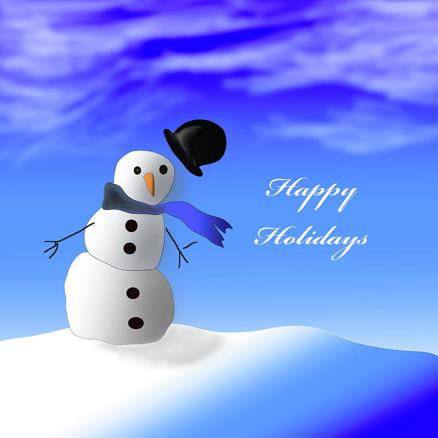 Windy Frosty happy holidays Digital Art by Mary Bedy