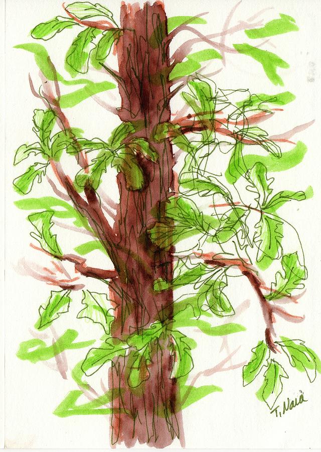 Windy Oak Painting by Tammy Nara