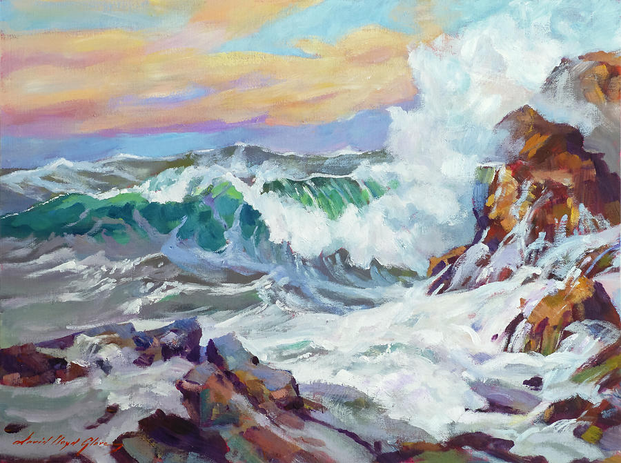 Windy Sea  At Sonoma Coast Painting by David Lloyd Glover