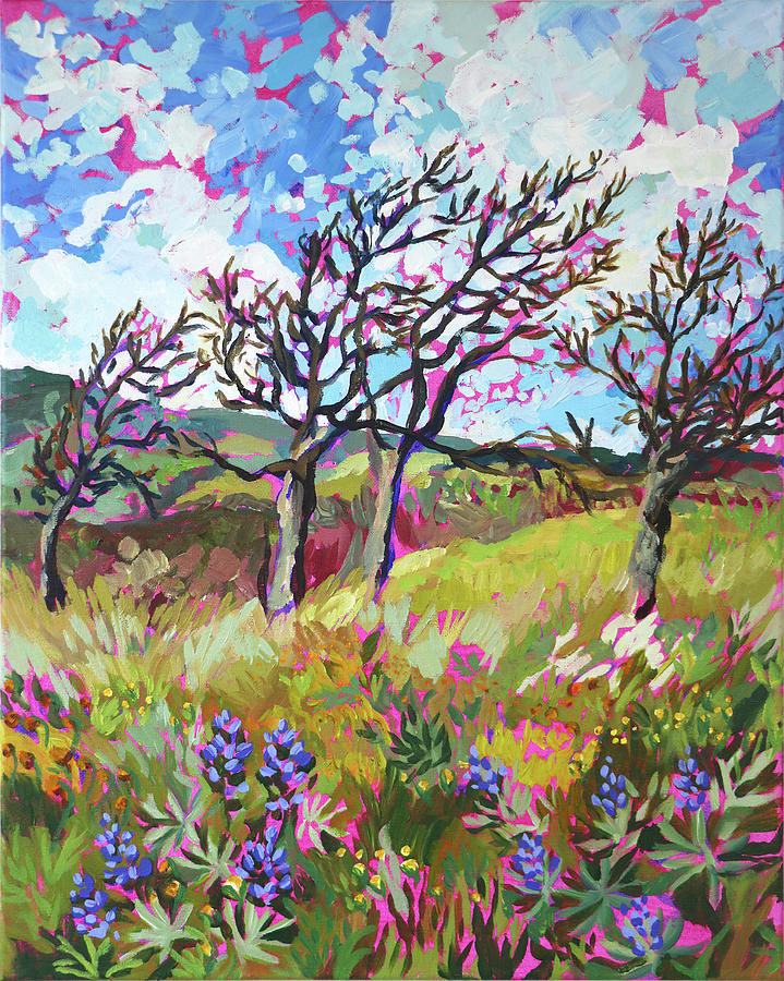 Windy Spring at Memaloose Hills Painting by Anisa Asakawa