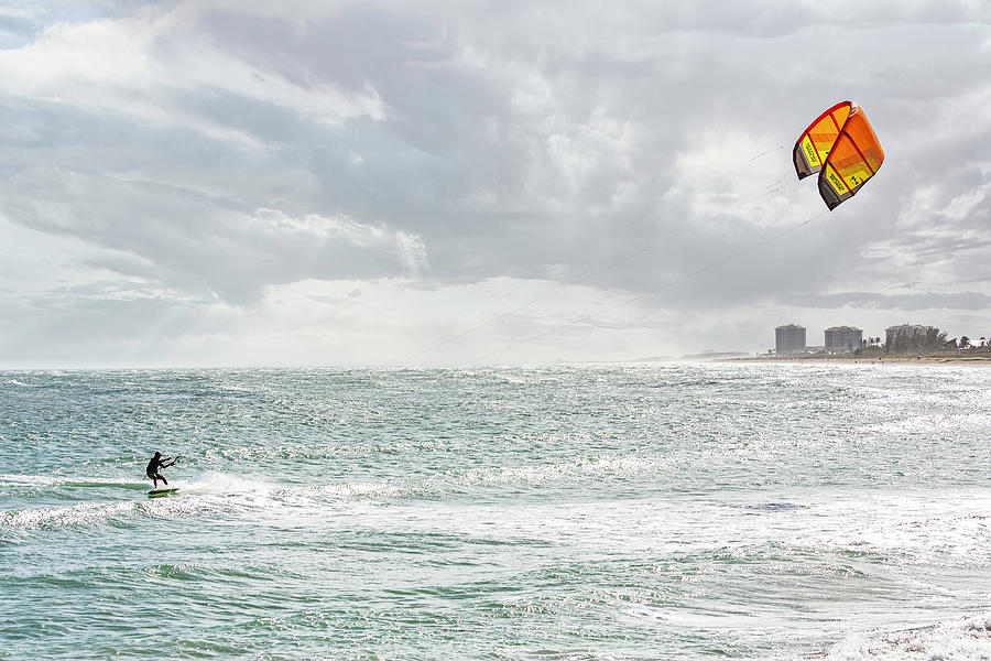 Windy Weather Kite Surfer Photograph by Fran Gallogly
