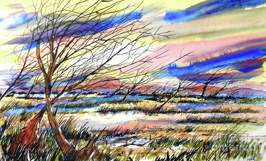 Windy Wetlands Painting by Terry Banderas