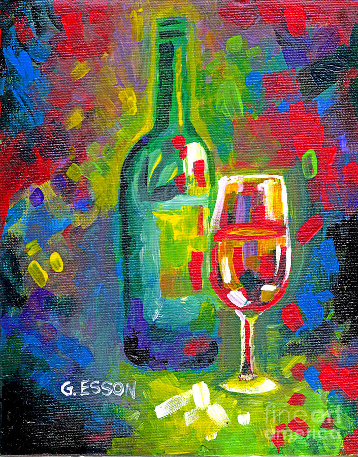 Wine Abstract Painting by Genevieve Esson