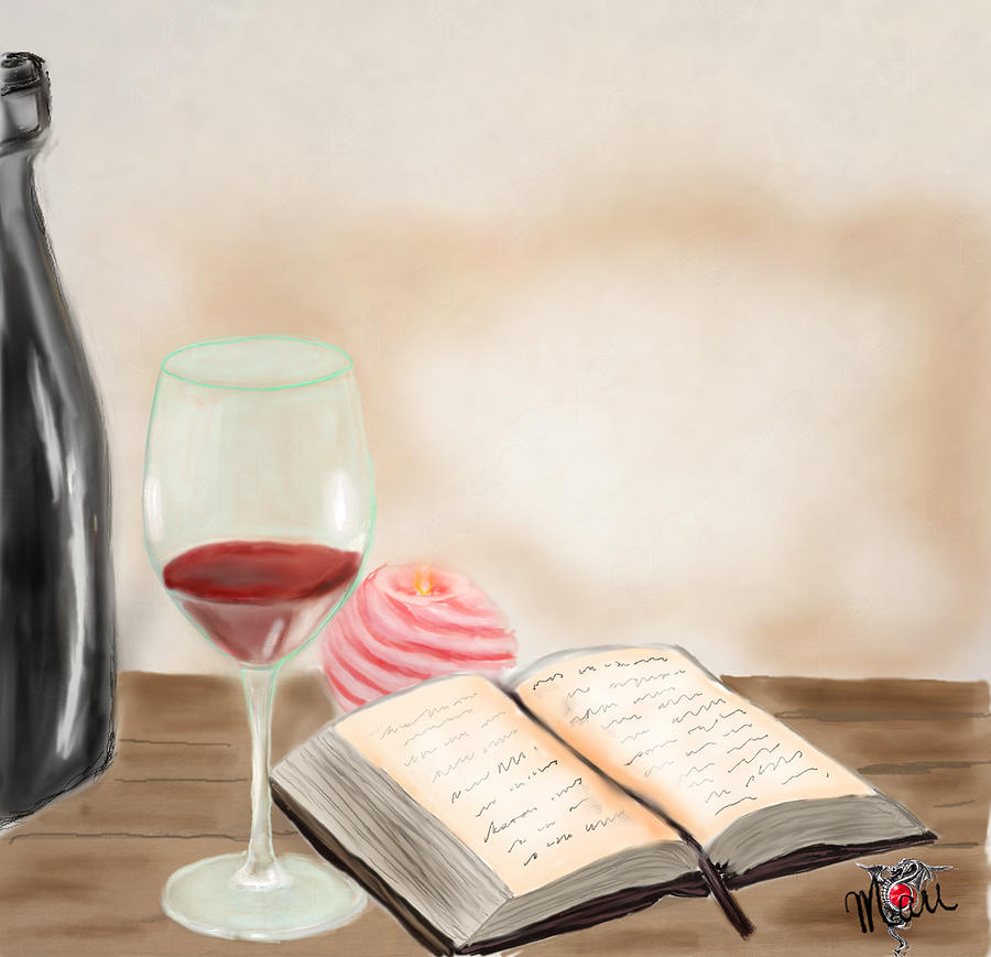 Wine and a book Digital Art by Mary Norris - Fine Art America