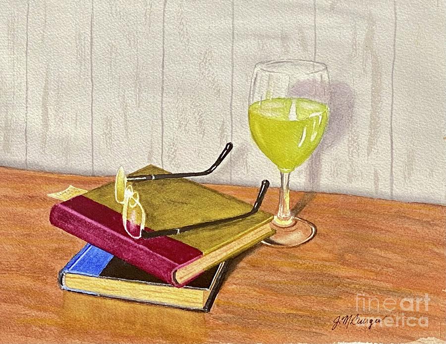 Wine and a Good Book Painting by Joseph Burger