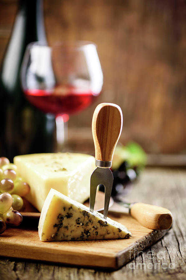 Wine and cheese. French cuisine. Photograph by Jelena Jovanovic