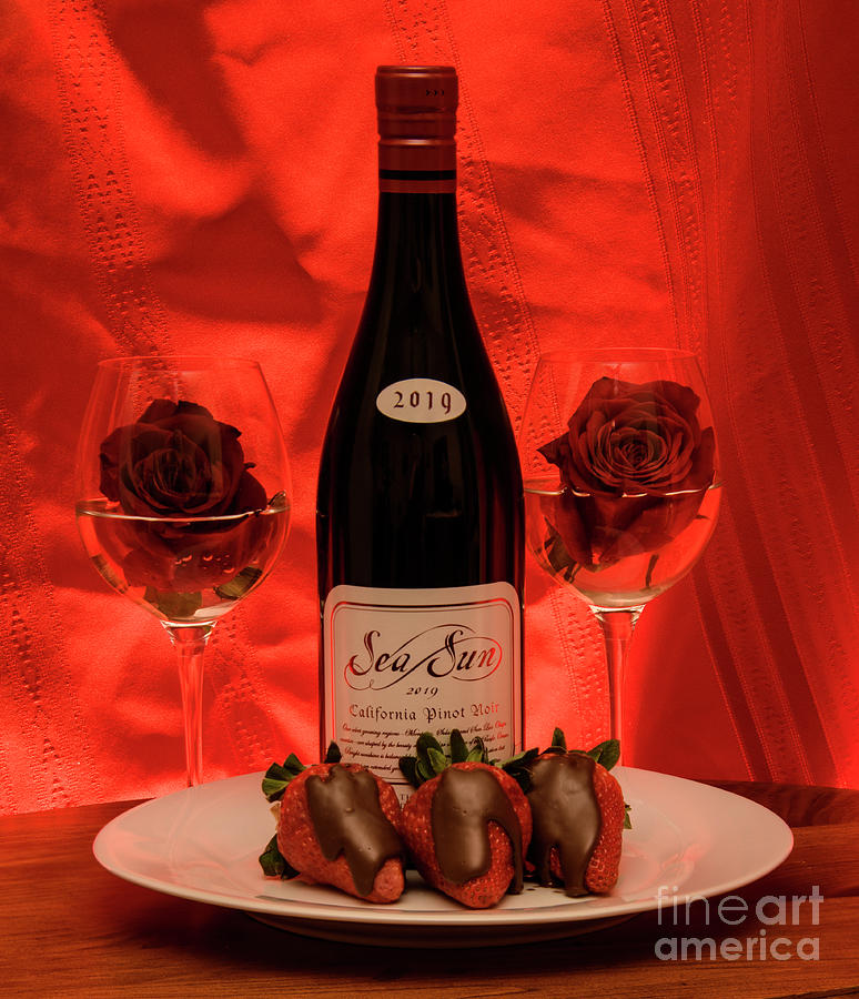 Wine and Chocolate Covered Strawberries Photograph by Patrick Nowotny