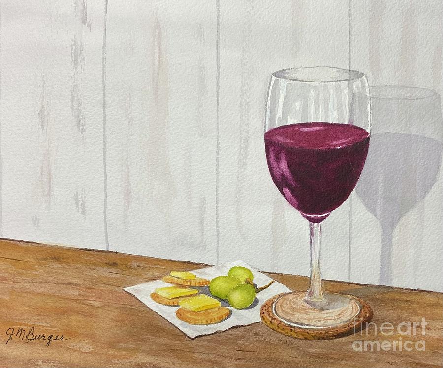 Wine and Crackers Painting by Joseph Burger