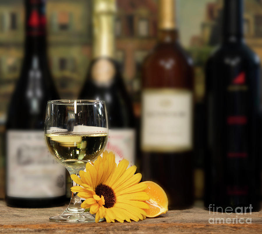 Wine and Flower Photograph by Cecil Fuselier