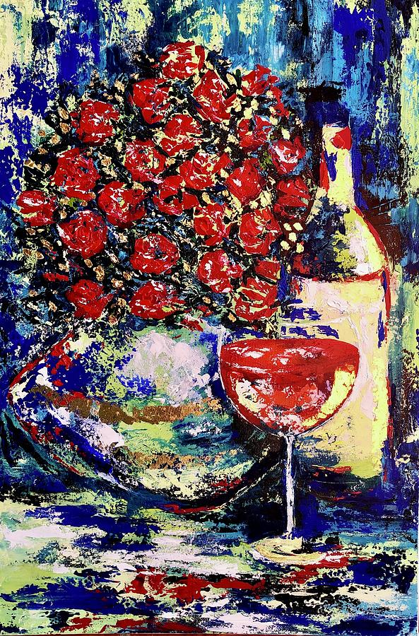 Wine and Roses Painting by Debi Starr