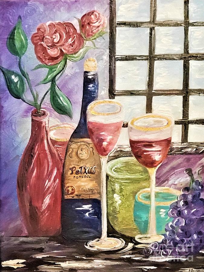 Wine and Roses Painting by Eloise Schneider Mote