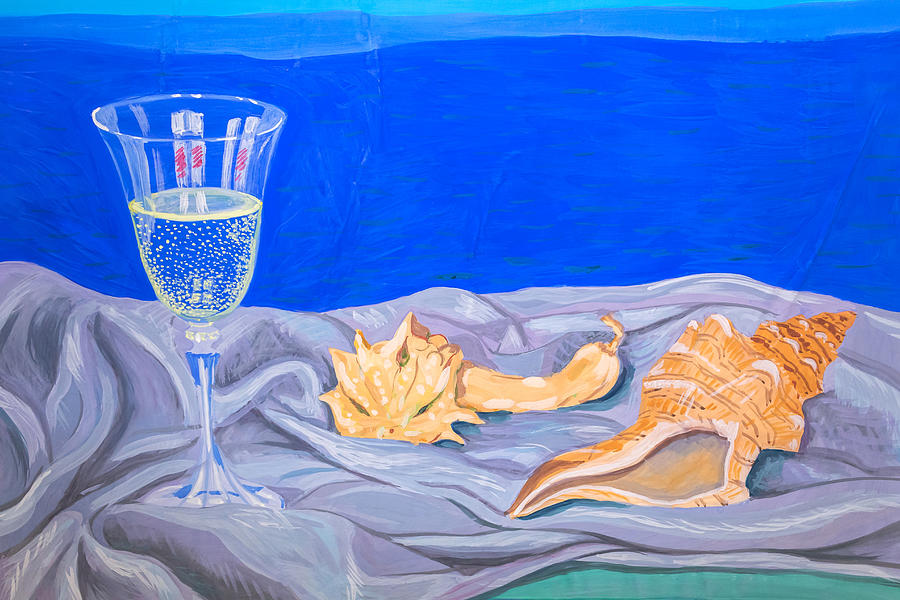 Wine and Sea Fragment Painting by Tatiana Irbis