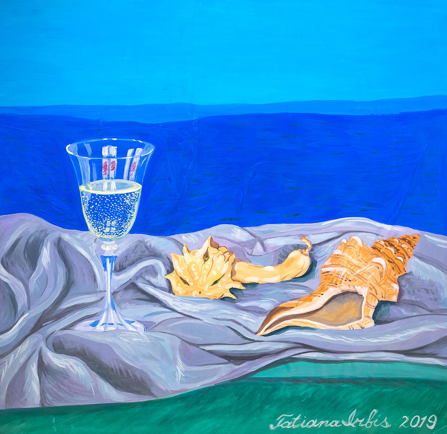 Wine and Sea Painting by Tatiana Irbis