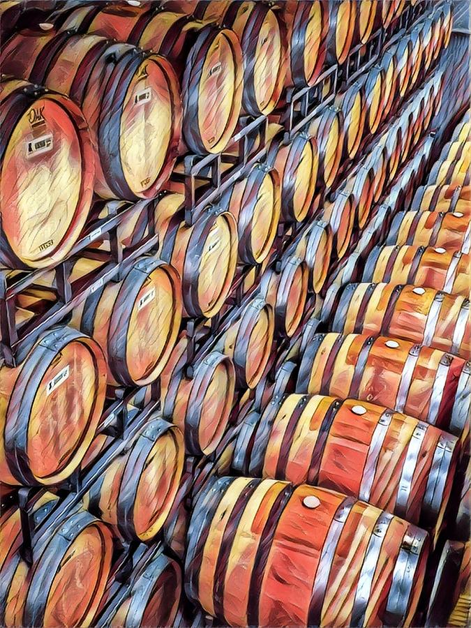 Wine Barrels - Cailformia Photograph by Adam Green