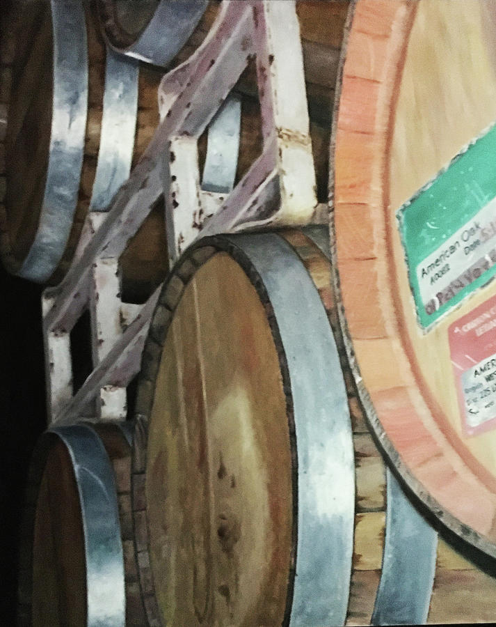 Wine Barrels Painting by Doug Simpson