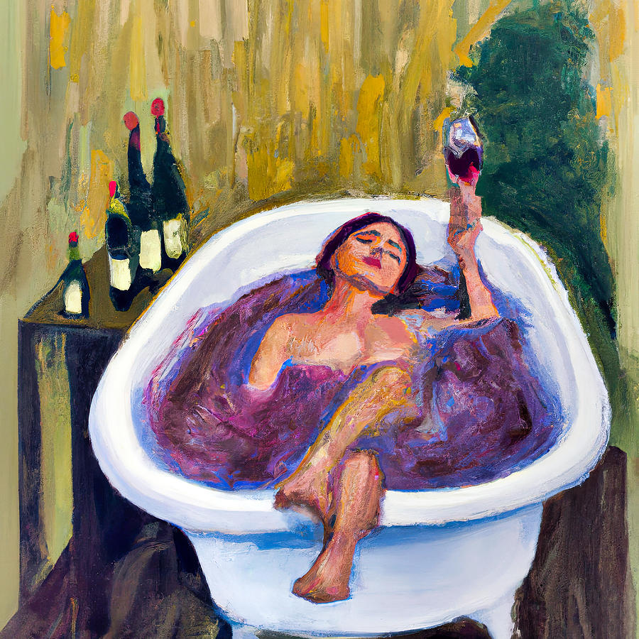 Wine Bath Painting by Hillary Kladke