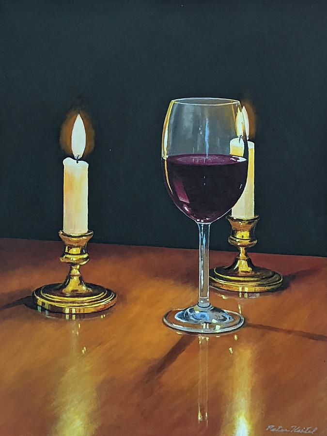 Wine by Candlelight Painting by Peter Keitel