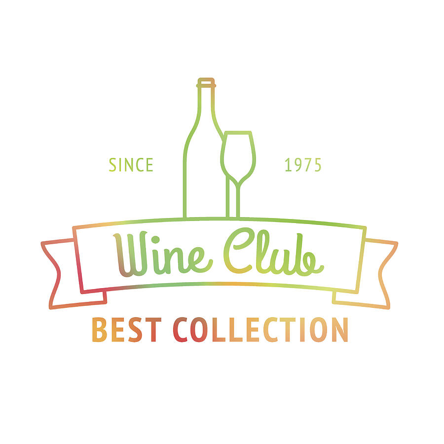 Wine club best collection colorful logo Drawing by S-s-s