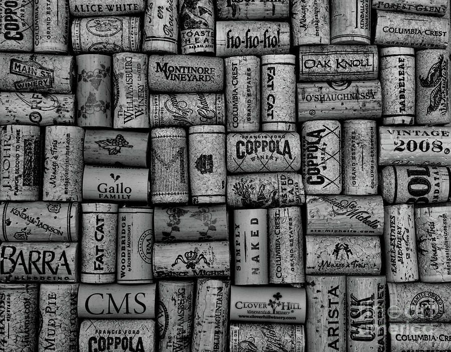 Wine Corks After The Wine Tasting Black And White Photograph by Paul