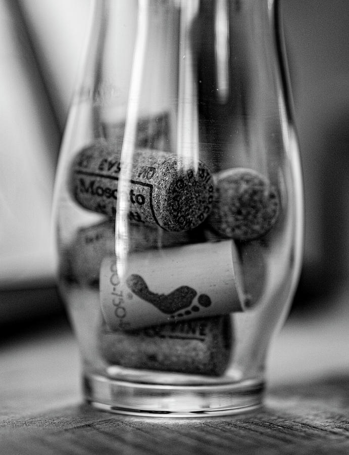 Cork Photograph - Wine Corks in Glass by Jeremy Rickman