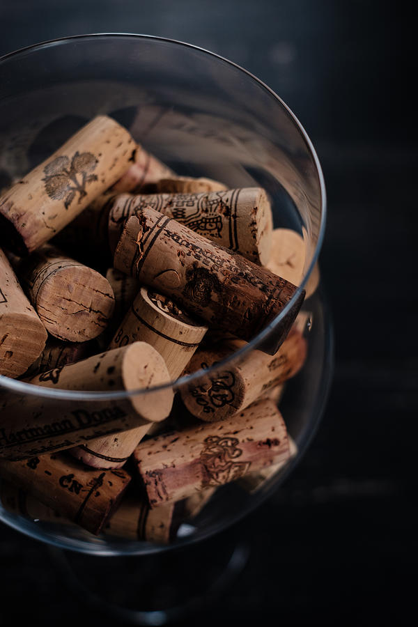 Wine Corks With Brand-names And Logos In  The Glass. Photograph by Supermimicry