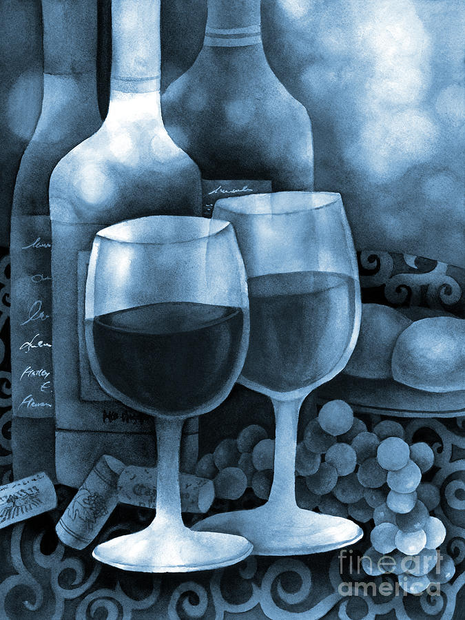 Wine For Two In Blue Painting