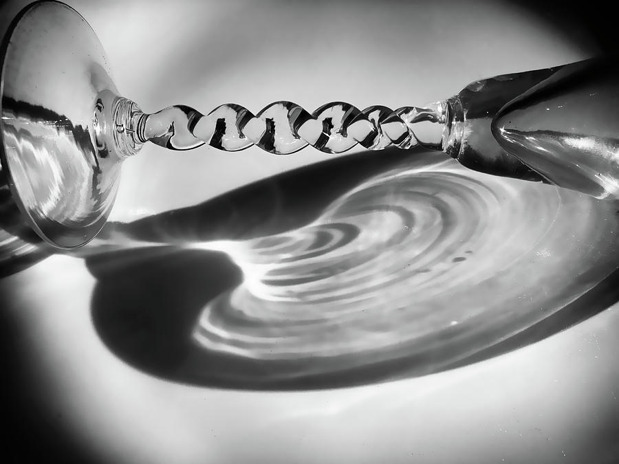 Wine Glass Reflection 1 BW 020624 Photograph by Mary Bedy