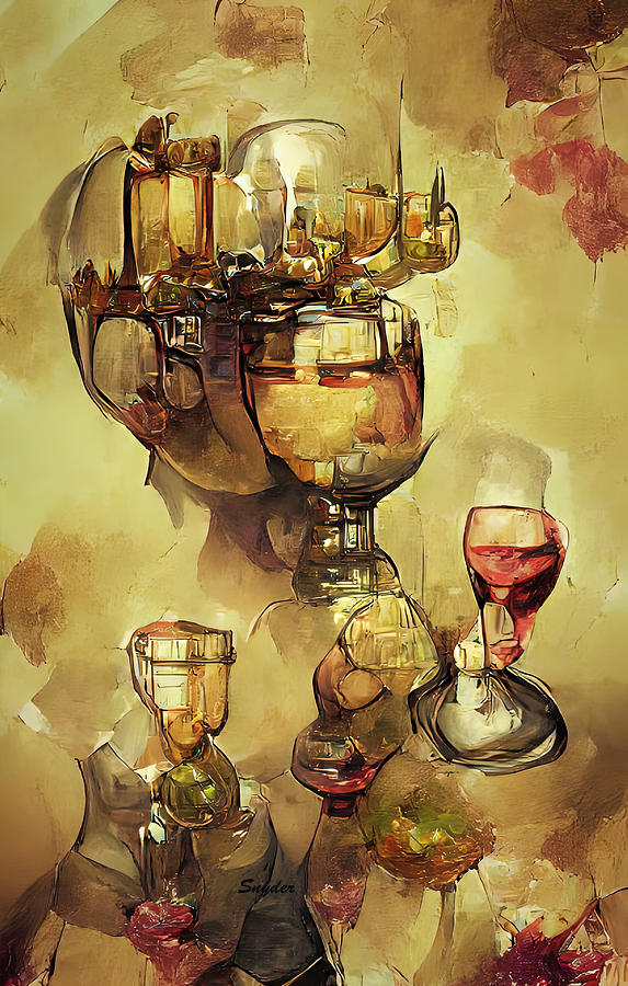 Wine Glasses Steampunk Winery AI Digital Art by Floyd Snyder