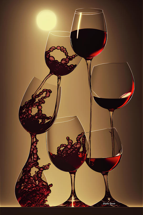 Wine Glasses Digital Art by Stephen Younts
