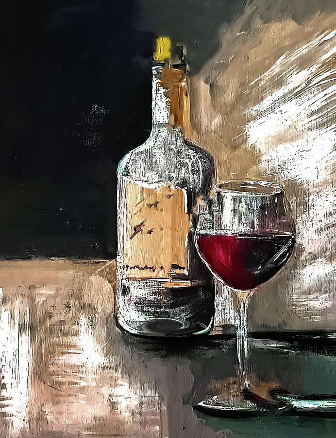 Wine In Line Painting by Lisa Kaiser
