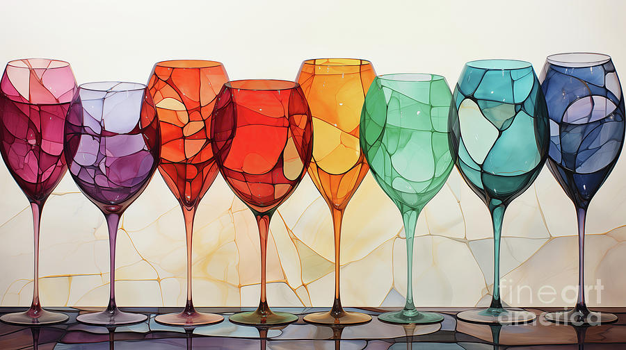Wineglass Painting - Wine Line by Mindy Sommers