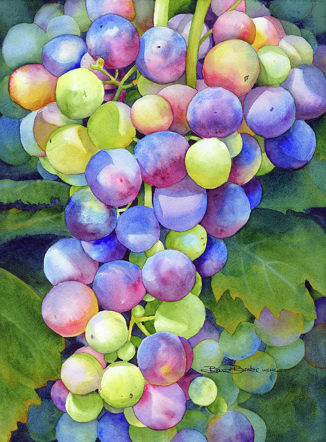 Grapes Painting - Wine On The Vine by Bonnie J Becker Grapes Painting - Wine On The Vine by Bonnie J Becker