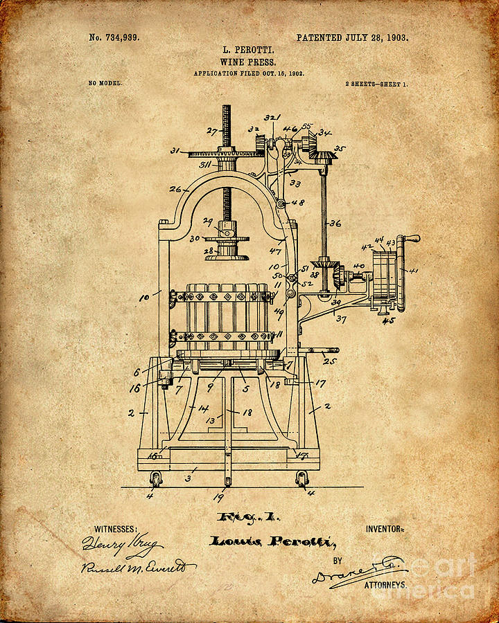 Wine Press Patent Print Digital Art by Visual Design - Fine Art America