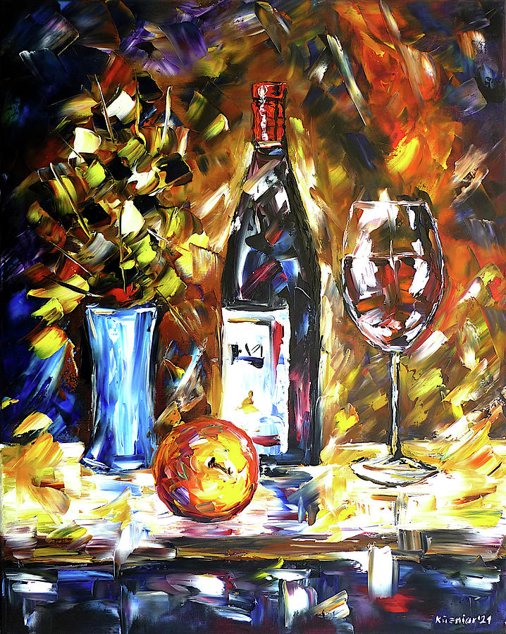 Wine Still Life Painting by Mirek Kuzniar
